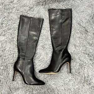 Schutz Magalli High Heel Pointed Toe Knee High Boots Leather Black US 8